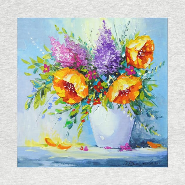 Bouquet of yellow flowers in a vase by OLHADARCHUKART